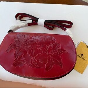 Patricia Nash Red Vintage Floral Embossed Leather Women's Crossbody Bag NWTs